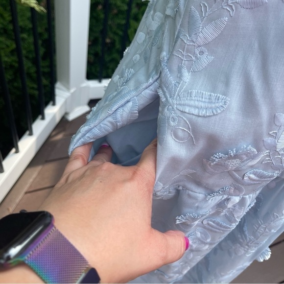 MARCHESA Notte Dress Floral Cotton embroidered maxi Blue - Dust Color Sz 6 - Picture 9 of 17